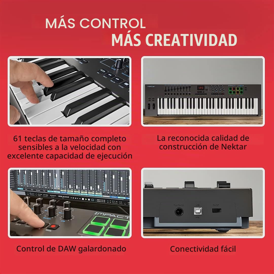 Nektar Impact LX61+ - teclado controlador MIDI USB con integración